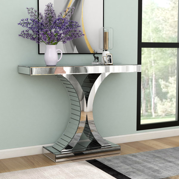 Everly Quinn Mariahann 43.3'' Mirrored Glass Console Table & Reviews